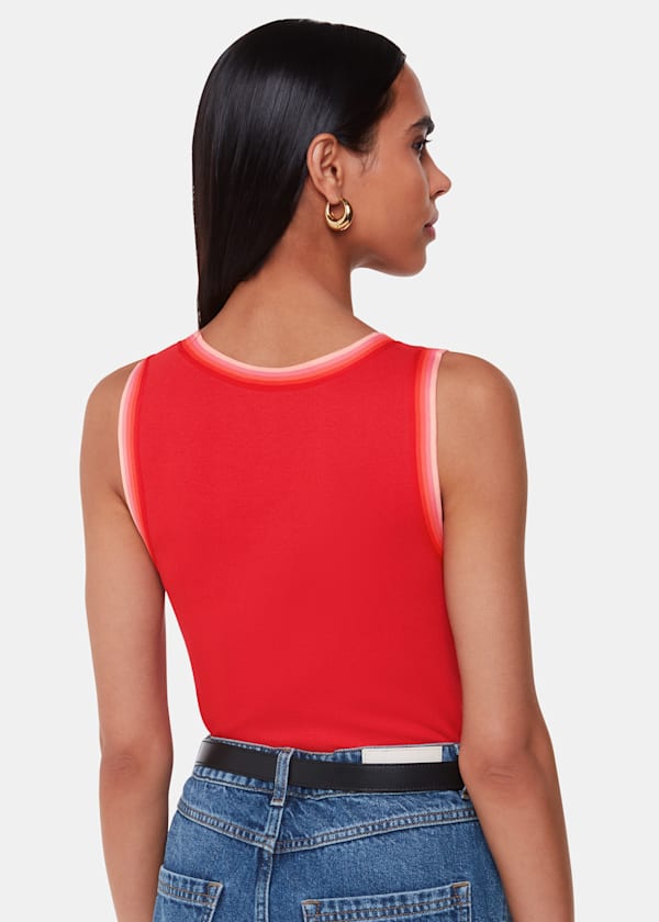 Red Stripe Detail Vest