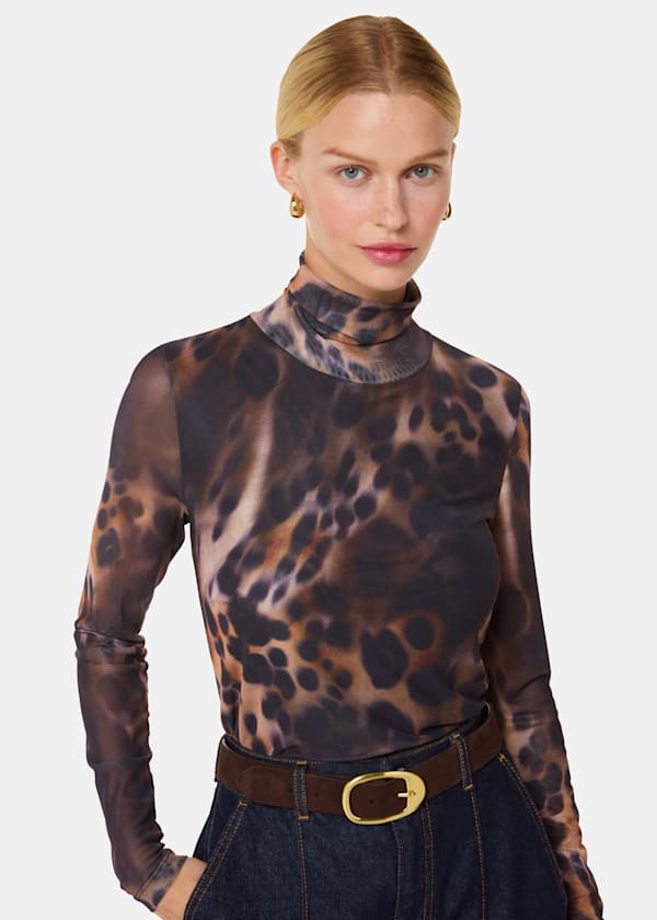 Misty Leopard Mesh Top