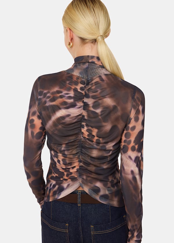Misty Leopard Mesh Top