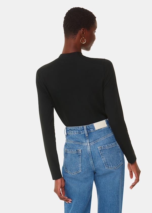 Black Ruched Front Detail Jersey Top