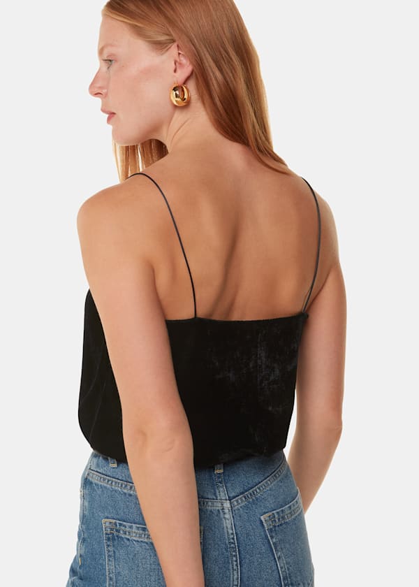 Black Velvet Cowl Neck Cami Top