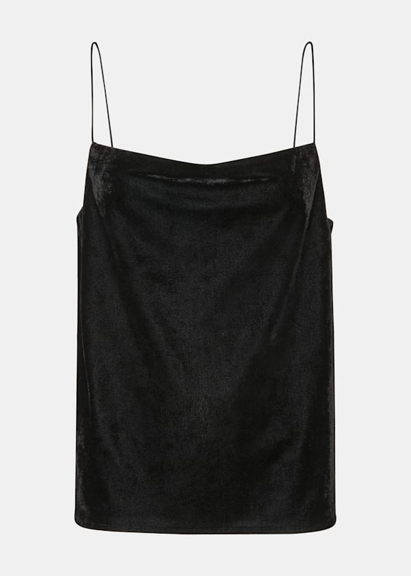 Black Velvet Cowl Neck Cami Top