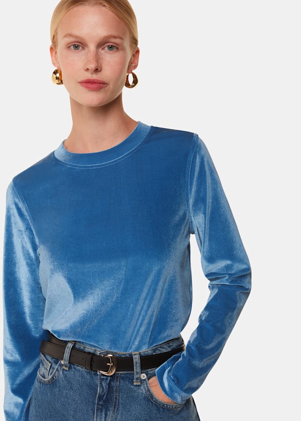 Pale Blue Olivia Velvet Top
