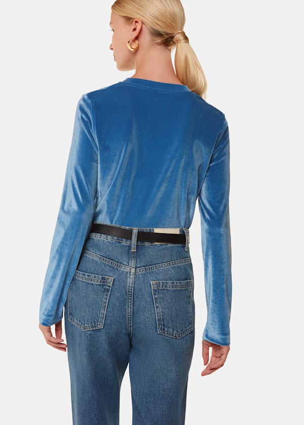 Pale Blue Olivia Velvet Top