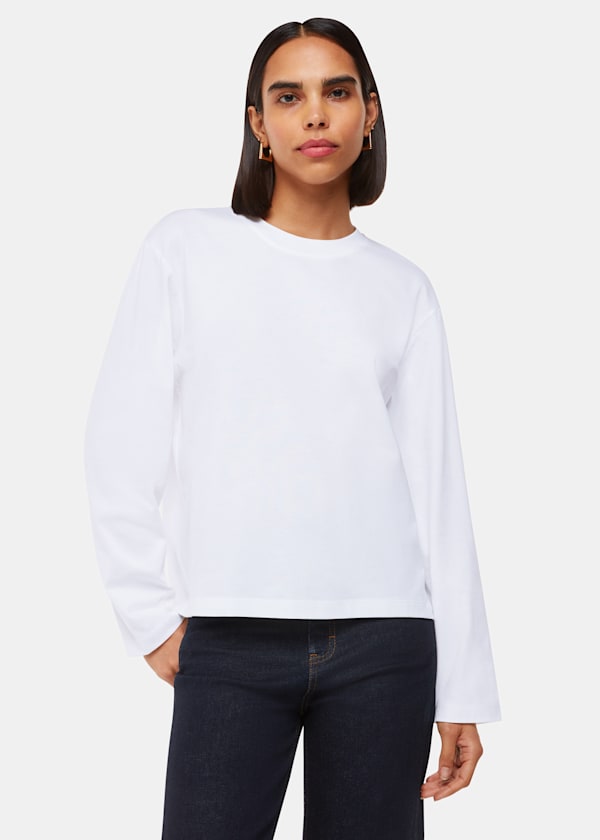 White Relaxed Long Sleeve Tee