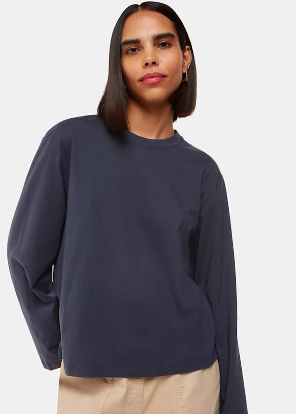 Navy Relaxed Long Sleeve Tee