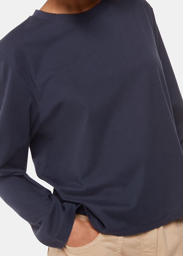 Navy Relaxed Long Sleeve Tee