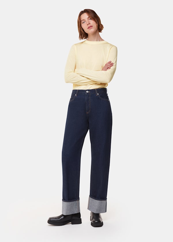 Yellow Wool Blend Crew Neck Top
