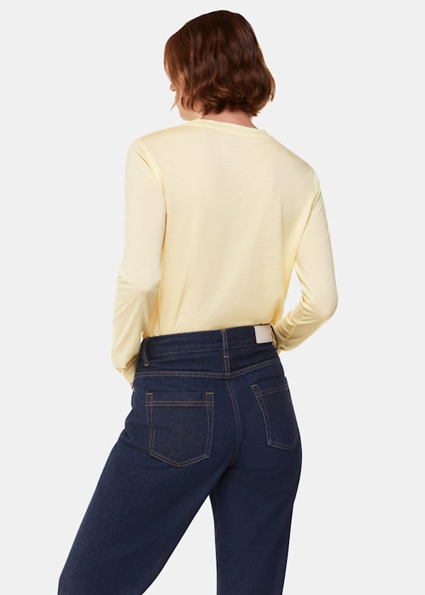 Yellow Wool Blend Crew Neck Top