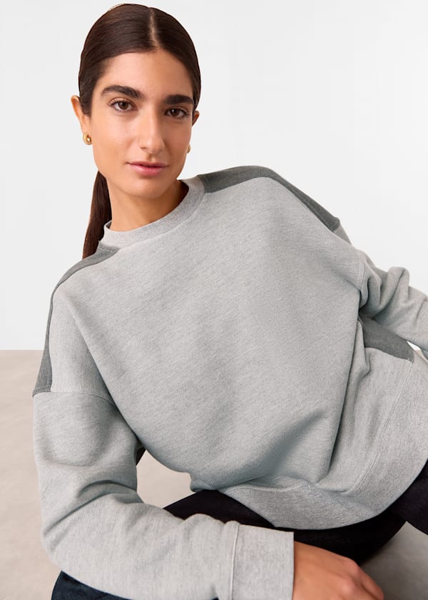 Grey Marl Contrast Detail Sweat