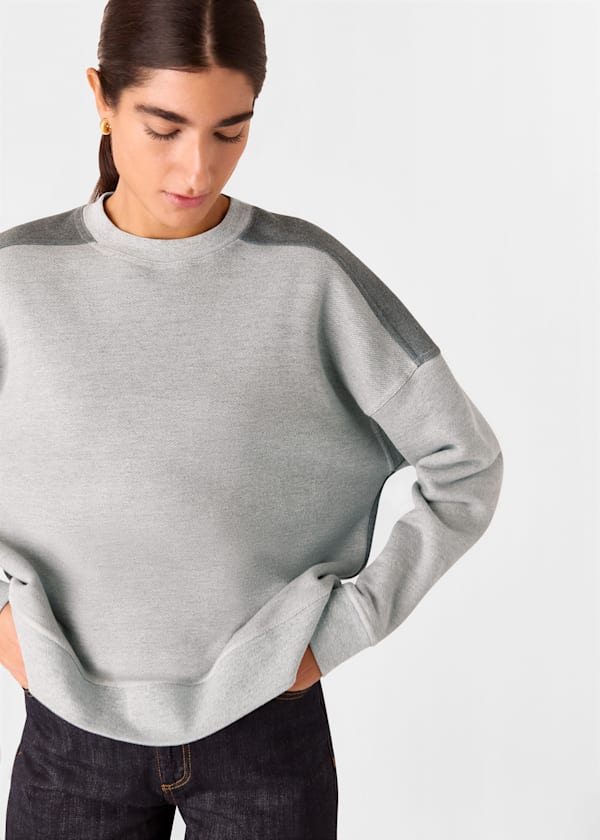 Grey Marl Contrast Detail Sweat