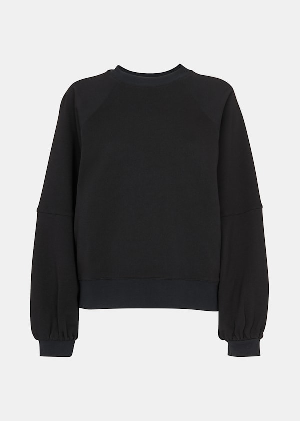 Black Gathered Full Sleeve Sweat