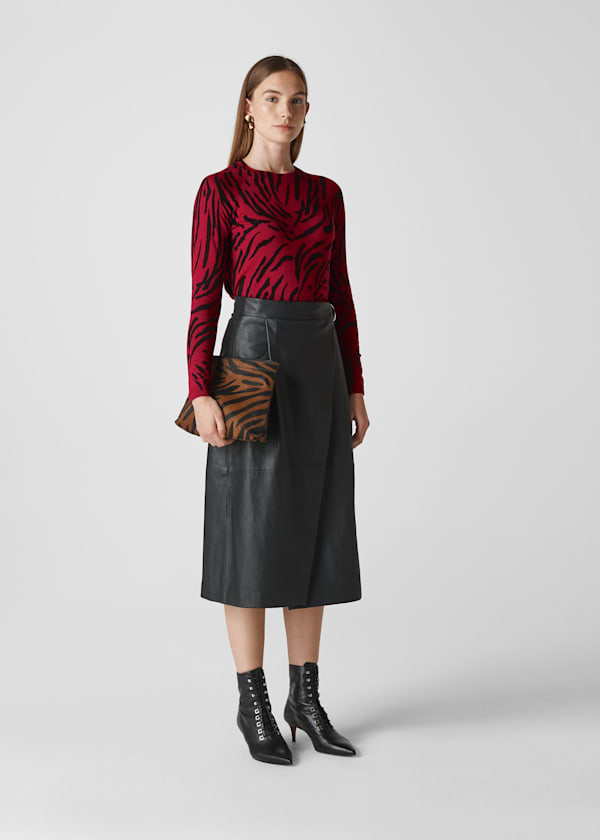 Red Animal Printed Knit