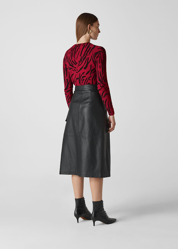 Red Animal Printed Knit