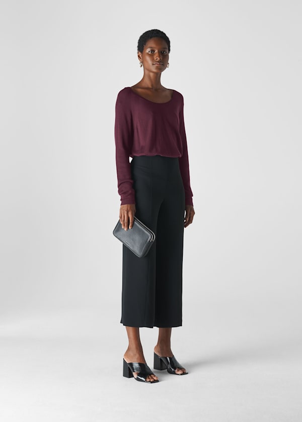 Burgundy Scoop Neck Silk Mix Knit