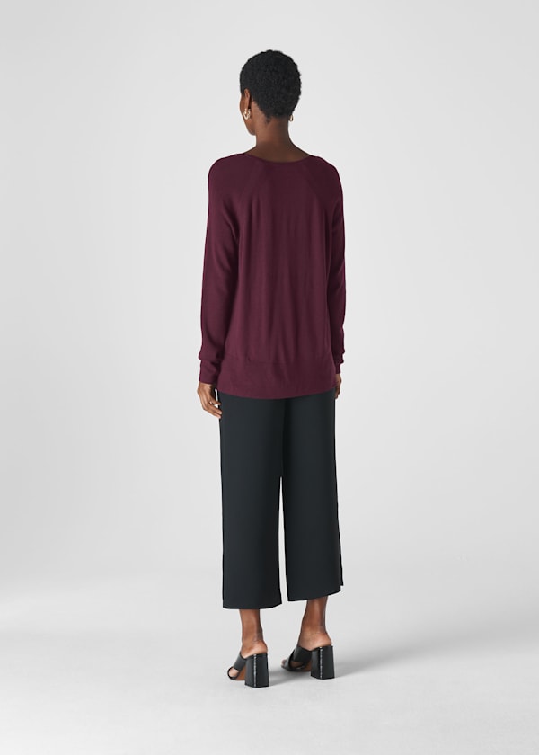 Burgundy Scoop Neck Silk Mix Knit