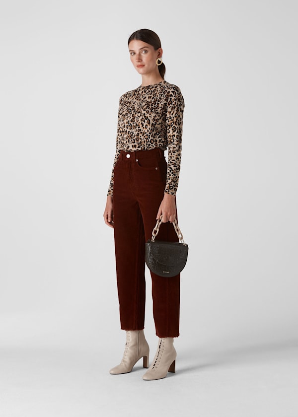 Leopard Print Leopard Print Crew Neck Knit