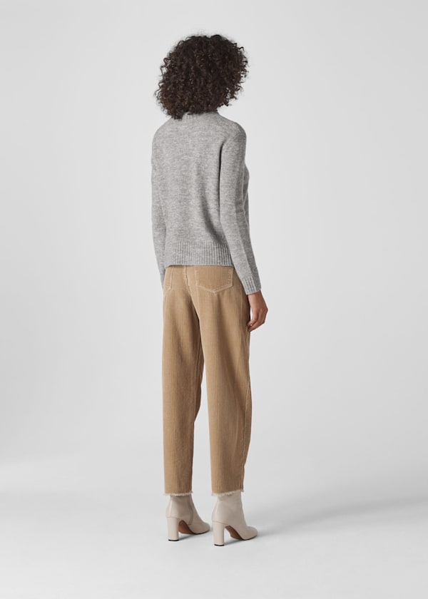 Grey Ribbed Neck Knit