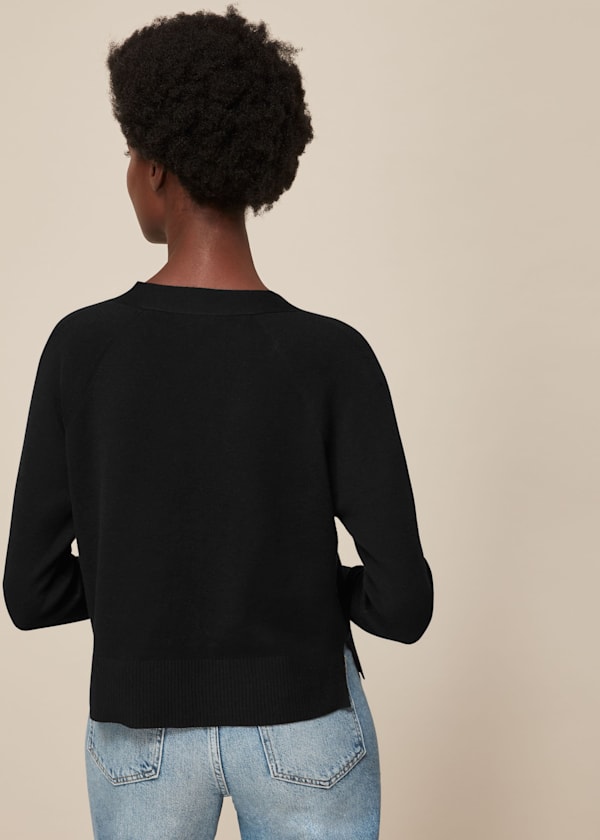 Black Button Front Cardigan