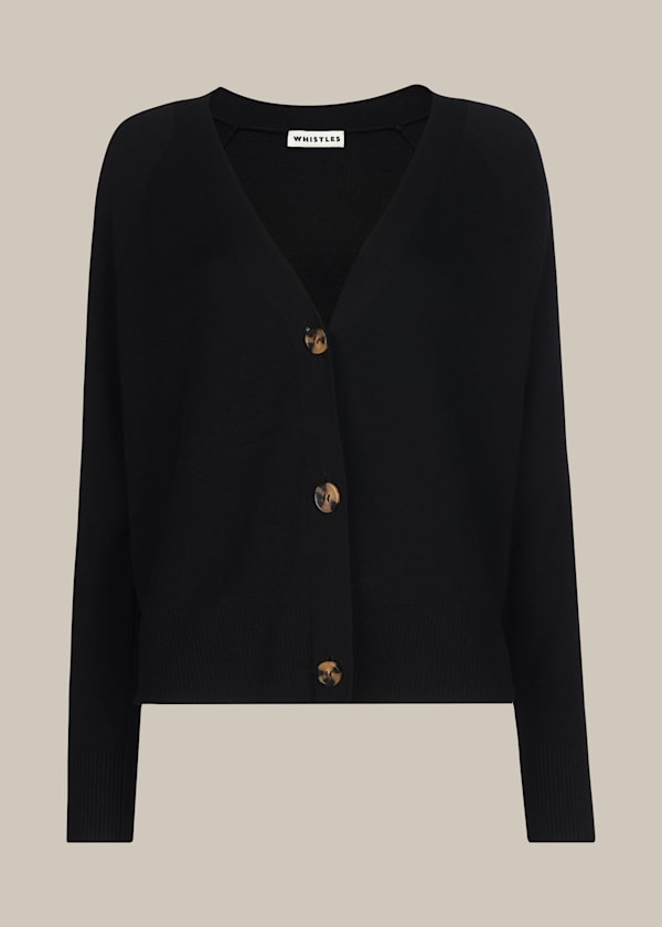 Black Button Front Cardigan