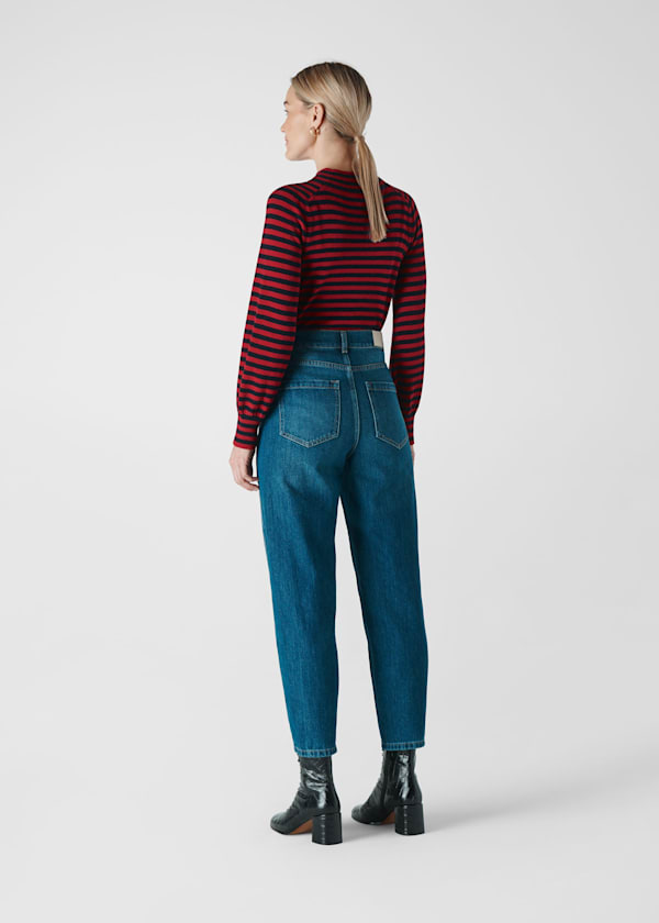 Multicolour Stripe Blouson Sleeve Knit