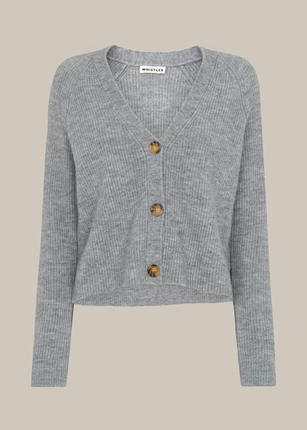 Grey Rib Textured Cardigan