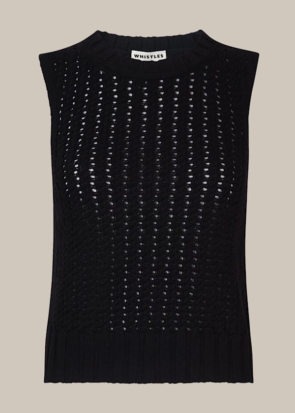 Black Chevron Pointelle Knit