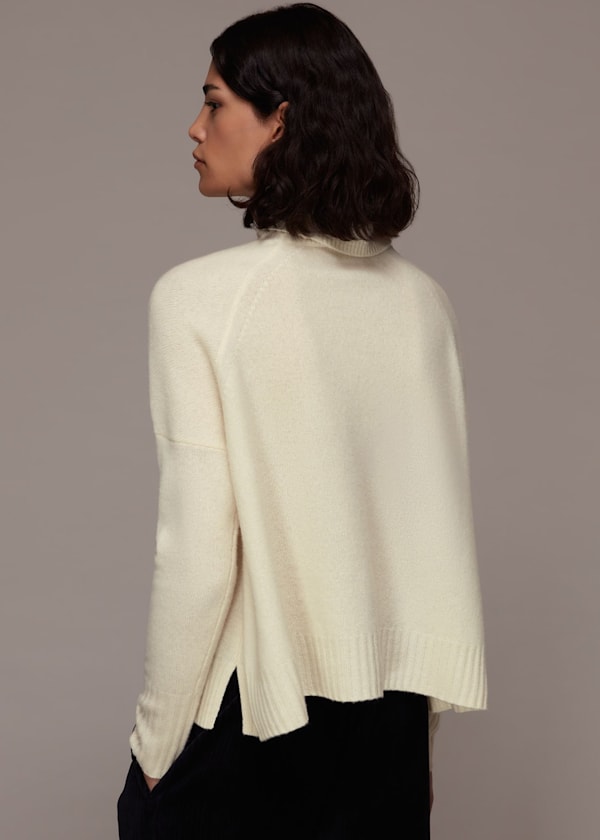 Ivory Roll Neck Wool Knit