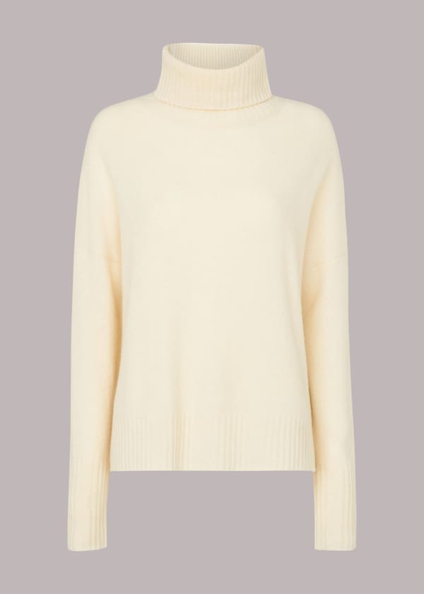 Ivory Roll Neck Wool Knit