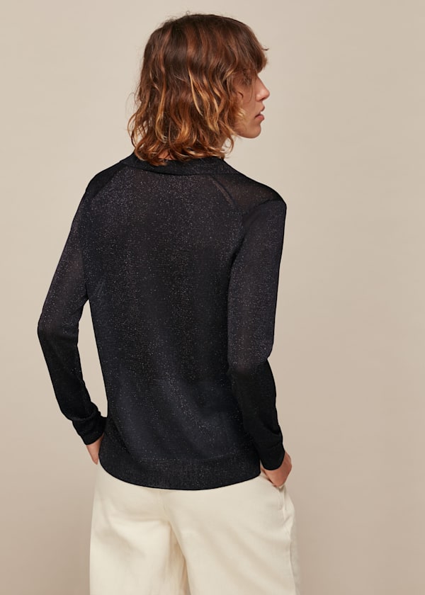 Black Sparkle Polo Top
