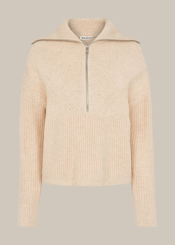 Knitted Zip Neck Sweater