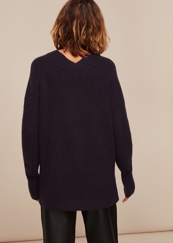 Burgundy V-Neck Knitted Co-ord Jumper
