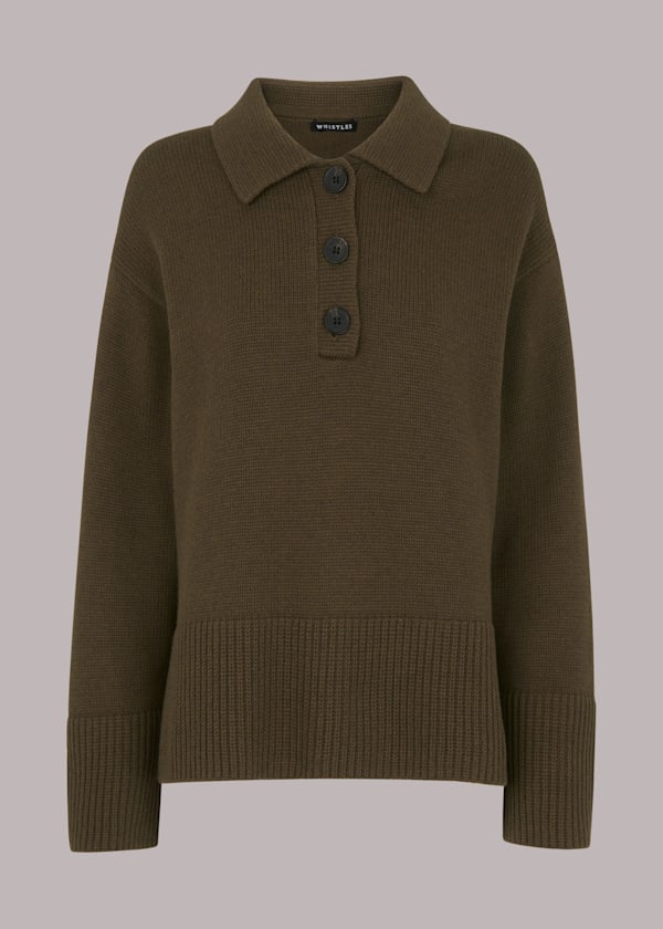 Button Front Polo Knit