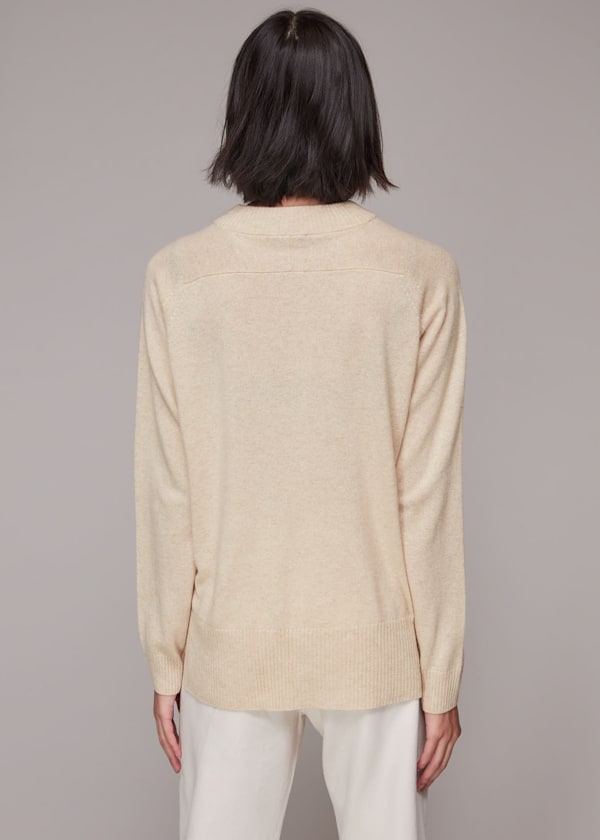 Ivory Cashmere Crew Neck Sweater