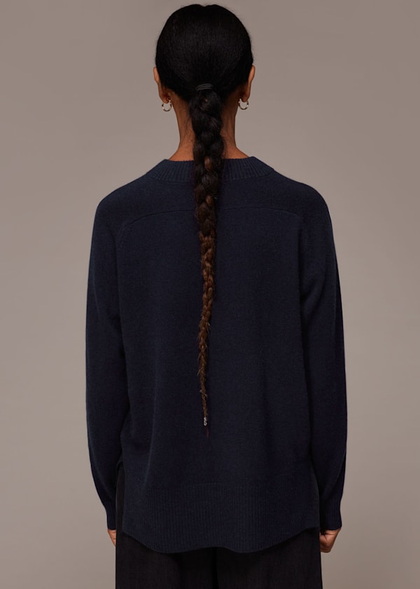 Navy Cashmere Crew Neck Sweater
