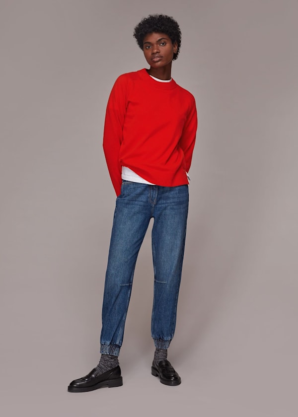 Red Cashmere Crew Neck Jumper