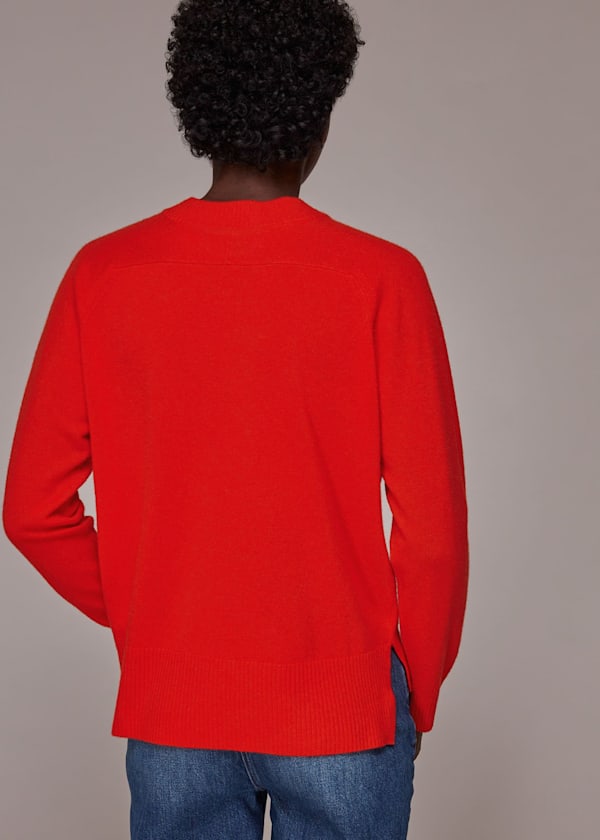 Red Cashmere Crew Neck Jumper