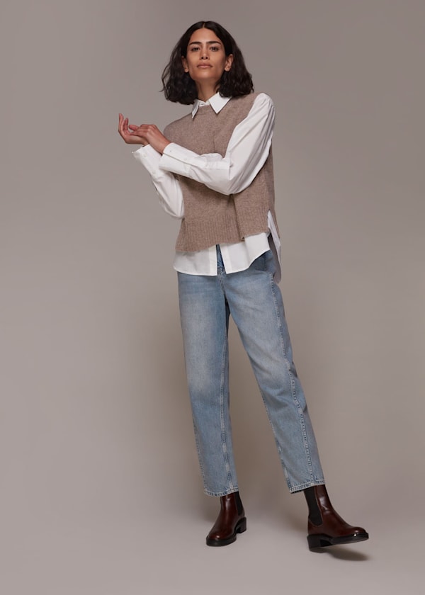 Oatmeal Knitted Tank Co Ord Top