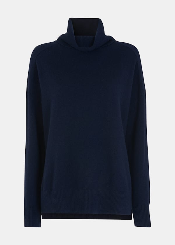 Navy Cashmere Turtleneck Sweater