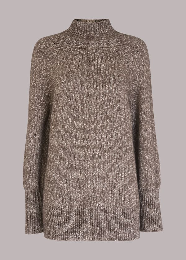 Oatmeal Flecked Button Back Knit