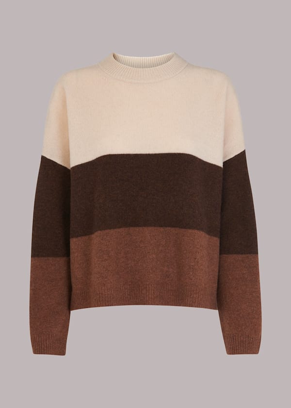 Brown Stripe Knitted Wool Sweater