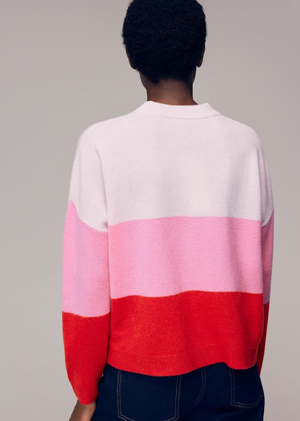 Pink Stripe Knitted Wool Sweater