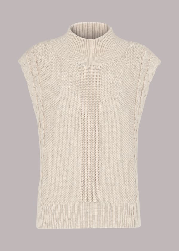 Oatmeal Sleeveless Cable Tank