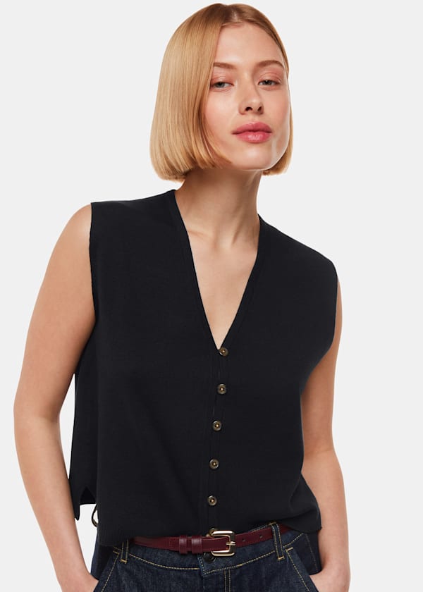 Black Bailey Button Through Tank