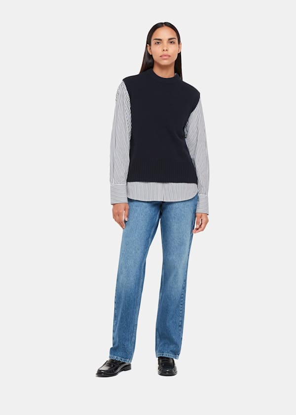Navy Wool Sleeveless Tank