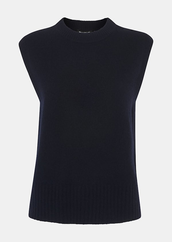 Navy Wool Sleeveless Tank