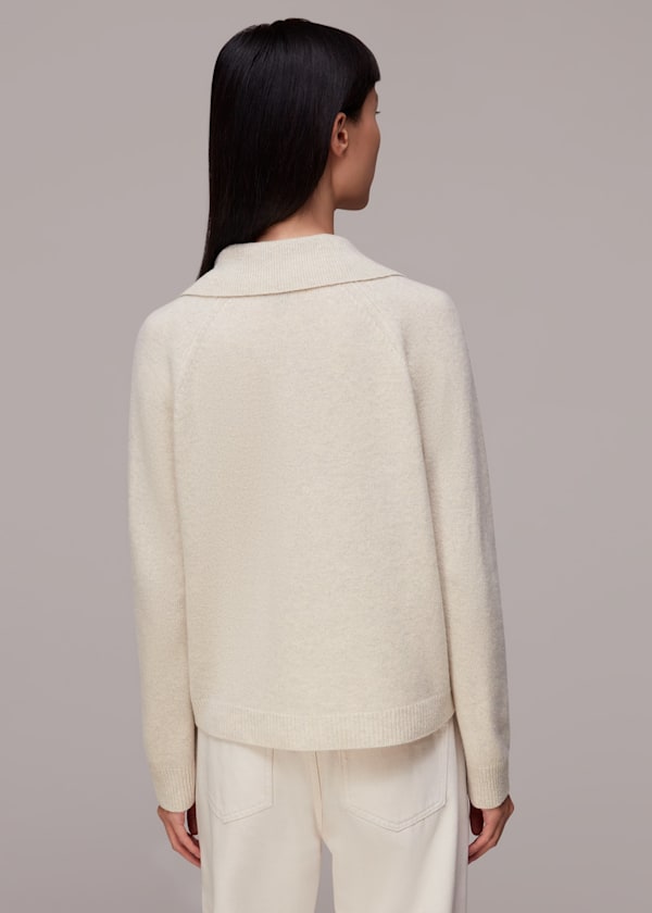 Neutral Collar Detail Wool Cardigan