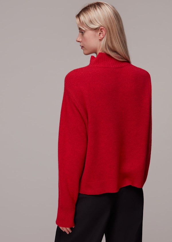 Red Ferne Wool Funnel Neck Jumper