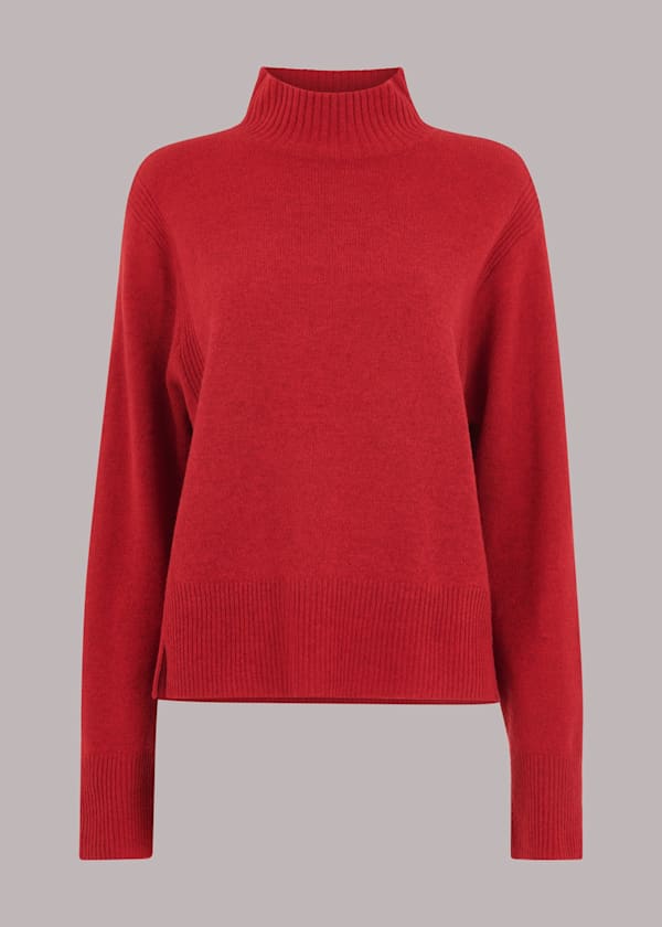 Red Ferne Wool Funnel Neck Jumper
