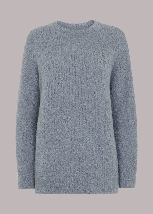 Grey Relaxed Boucle Sweater